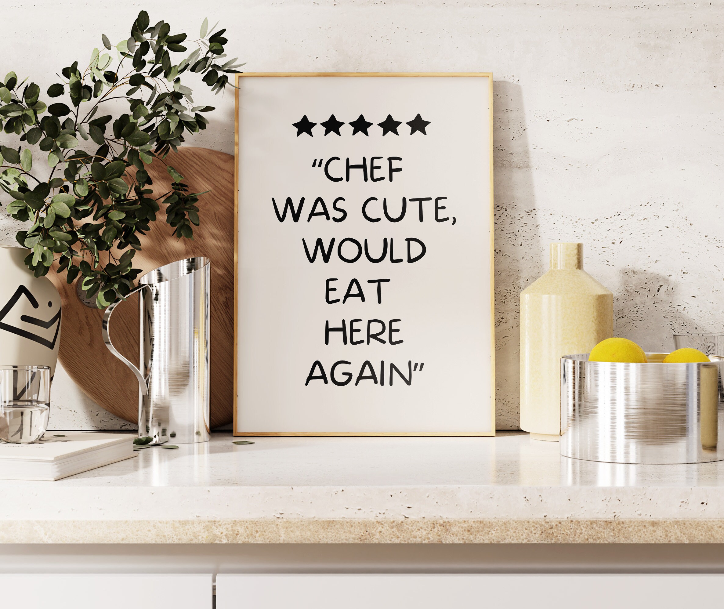 kitchen prints | 9 printables | trendy kitchen wall... Chef Was Cute Print, Aesthetic Kitchen Decor, Trendy Kitchen Wall Art ...