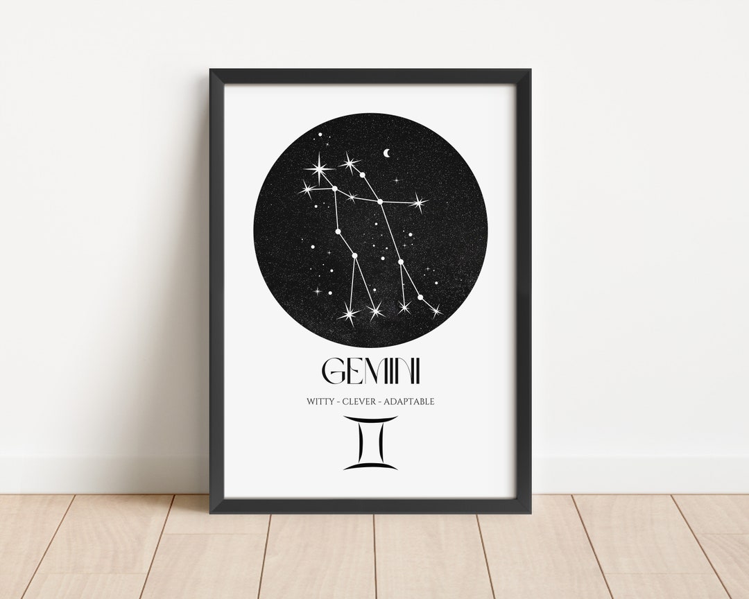 GEMINI Print, Zodiac Star Sign Print, Astrology Constellation Digital ...