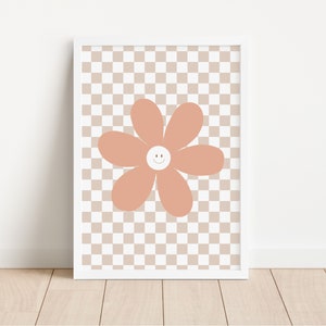 Boho Girls Happy Daisy Art Print, Little Girls Room Wall Art, Toddler Poster, Nursery Wall Art, Play Room Wall Decor, Printable Wall Art