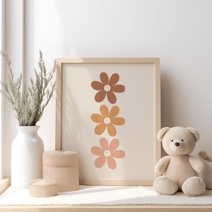 Boho Happy Daisy Print: Retro Girls Room Decor (Digital Download)