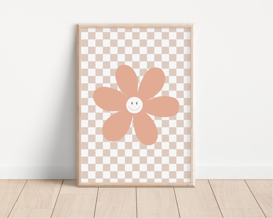 Boho Girls Happy Daisy, Retro Printable Wall Art, Girls Room Decor ...
