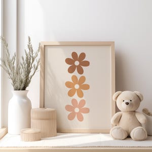 Boho Daisy Girls Room Print: Retro Floral Wall Art (Digital Download)