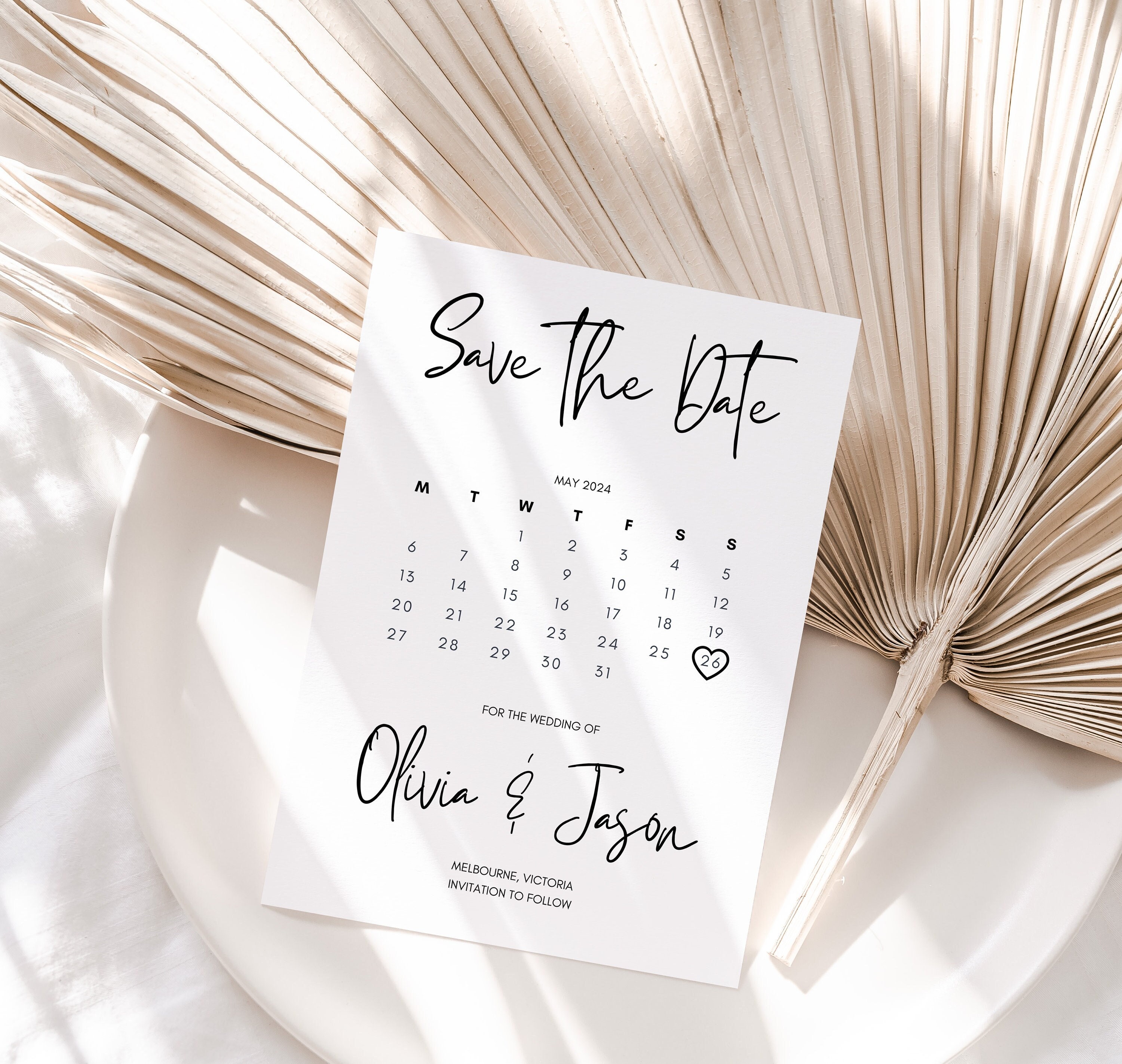 EDITIERBAR, bedruckbar, modern, minimalistisch, Kalender Save the Date 