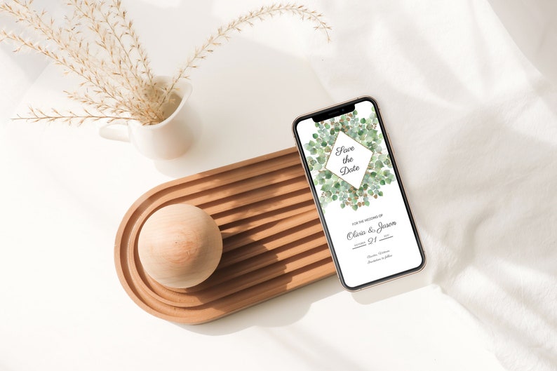 ADELINE Eucalyptus Floral Electronic Wedding Save the Date