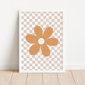 Boho Girls Happy Daisy Art Print, Little Girls Room Wall Art, Toddler Poster, Nursery Wall Art, Play Room Wall Decor, Printable Wall Art