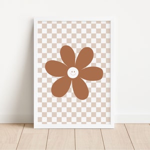 Boho Girls Happy Daisy Art Print, Little Girls Room Wall Art, Toddler Poster, Nursery Wall Art, Play Room Wall Decor, Printable Wall Art