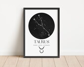 Taurus Zodiac Constellation Print: Astrology Wall Art (Digital Download)