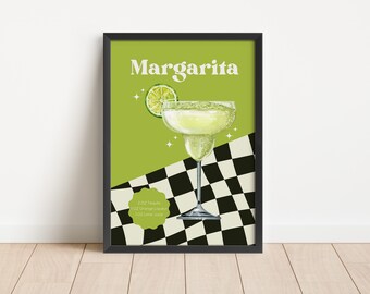 Retro Margarita Cocktail Print: Vintage Bar Cart Printable Wall Art (Digital Download)