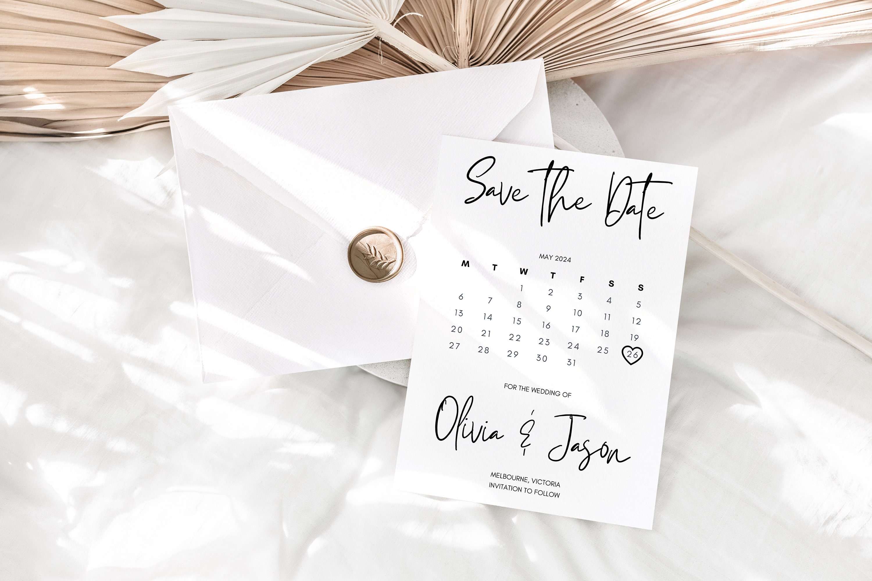 EDITIERBAR, bedruckbar, modern, minimalistisch, Kalender Save the Date 