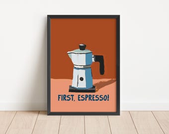 Retro Espresso Art Print: Trendy Coffee Bar Decor (Digital Download)