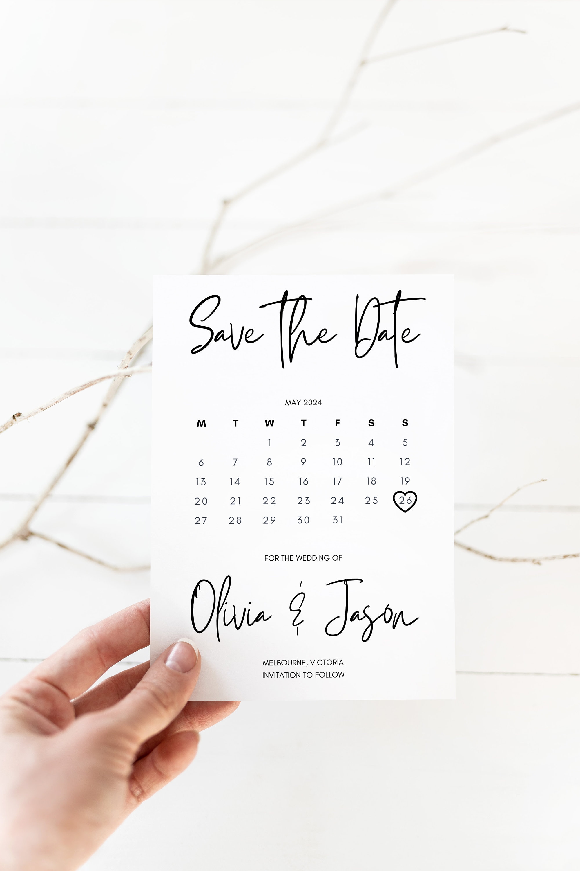 EDITIERBAR, bedruckbar, modern, minimalistisch, Kalender Save the Date 