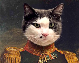 Retrato personalizado de mascota real: Uniforme militar renacentista (archivo digital)