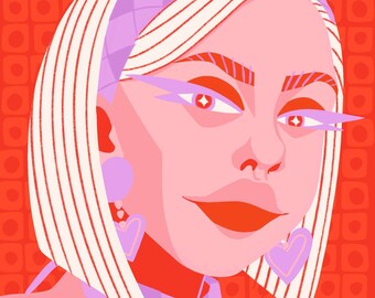 Retrato personalizado de arte pop retro, ilustración editorial (digital)