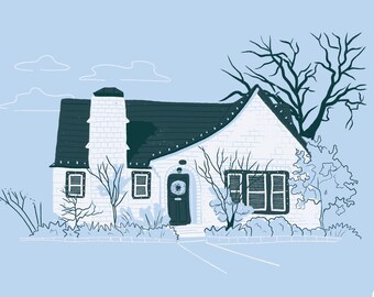 Retrato personalizado de una casa / Regalo de inauguración (Digital)