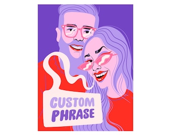 Retrato personalizado de pareja: Arte digital único a partir de una fotografía