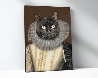 Retrato personalizado de mascota real: Reina o Rey del Renacimiento en lienzo