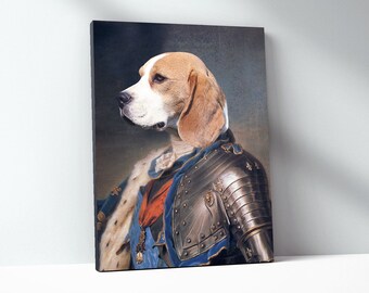 Retrato de mascota real personalizado: lienzo renacentista de rey o reina