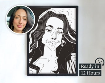 Retrato minimalista personalizado a partir de una fotografía, ilustración digital personalizada