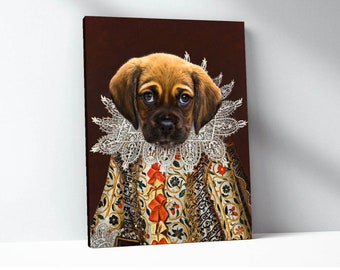 Retrato personalizado de mascota al estilo renacentista: Regalo divertido para reina o rey