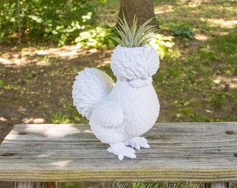 Silkie Chicken Air Plant Planter – 3D Printed Farmhouse Garden Decor