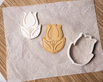 3D Printed Tulip with Stamp Cookie Cutter Set
