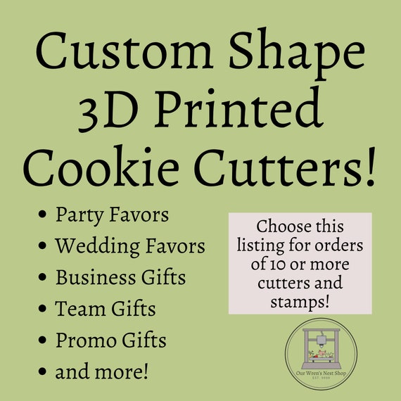 3D Printed Custom Cookie Cutter and Stamp Set – Party Favors, Business Gifts, Wholesale