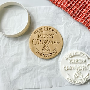 3D Printed Custom Name Merry Christmas Stamp and Cookie Cutter Set