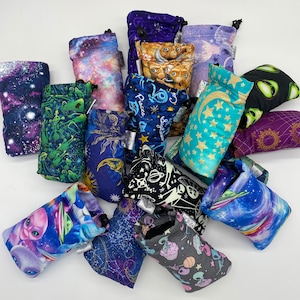 Galaxy Space Planets Zodiac Celestial Padded Drawstring Bag Pipe Pouch Sunglasses Case