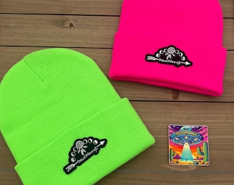 Neon Pink / Neon Green Peaceofferingz Patch Beanie