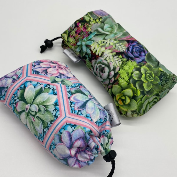 Succulent 7x4 padded drawstring pipe bag glass pipe case