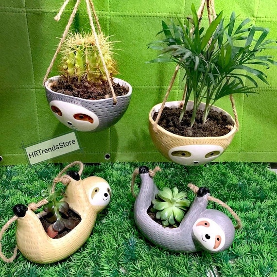 Sloth Hanging Planter Sloth Planter Cute Hanging Planter Etsy