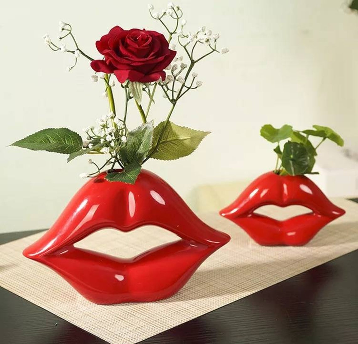 Nordic Ceramic Lips Vase Creative Sexy Lips Home Decoration Etsy