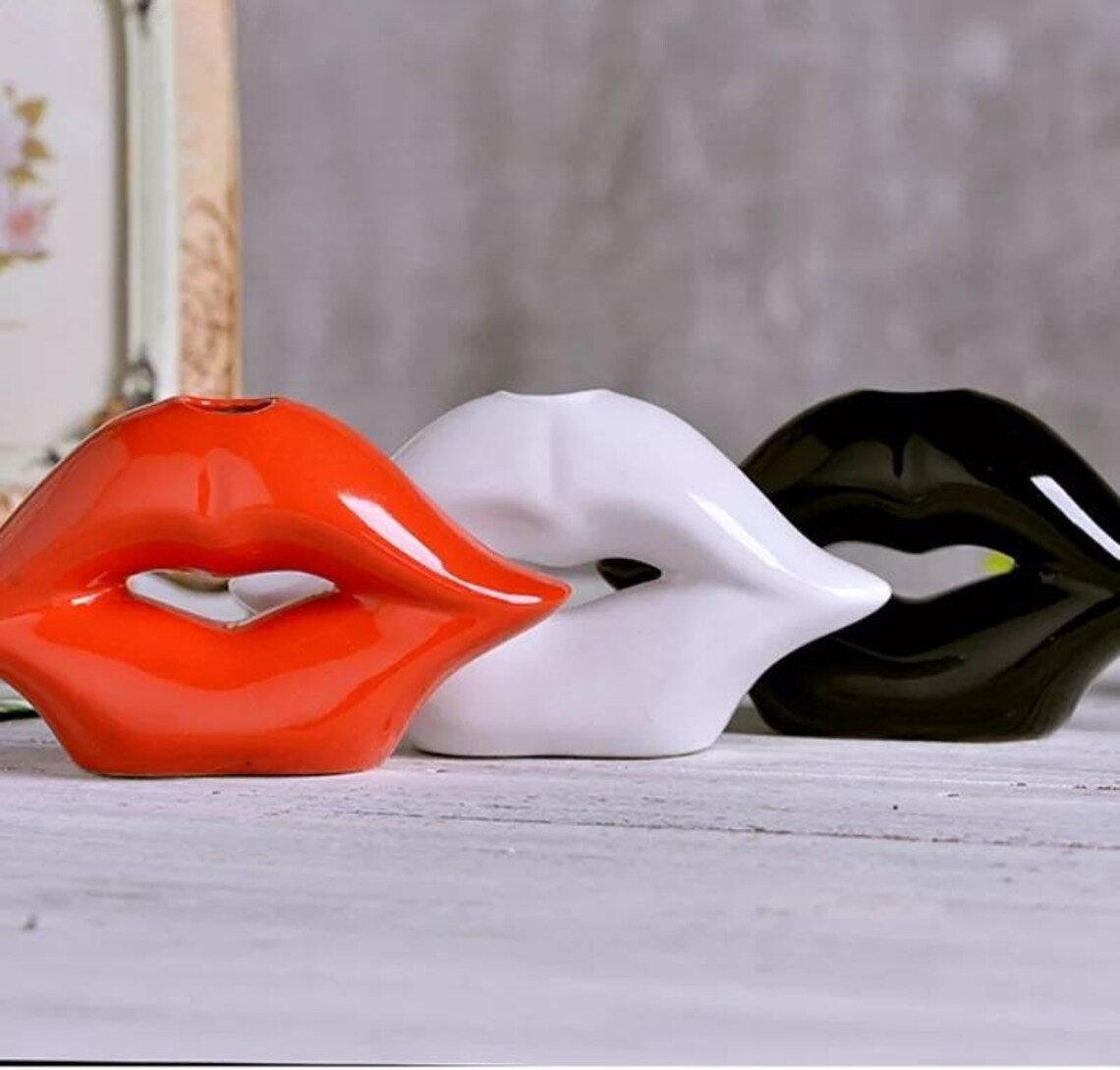 Nordic Ceramic Lips Vase Creative Sexy Lips Home Decoration Etsy