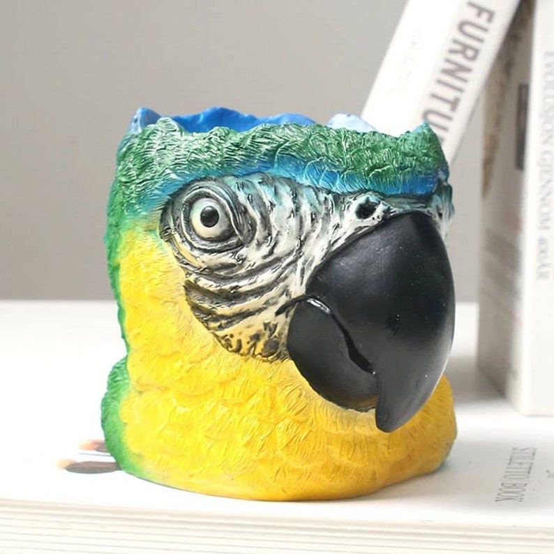 Creative B/G Macaw Parrot Head Planter Cute Resin Parrot | Etsy