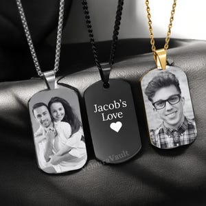 Médaillons militaires personnalisés pour chien, photo photo personnalisée gravée au laser, collier photo, cadeaux personnalisés, pendentif photo personnalisé, cadeau pour lui