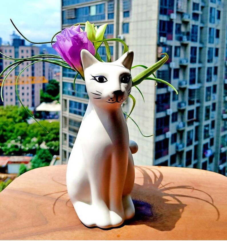 Handmade Cute Cat Vase Egypt Cat Flower Arrangement Pot Etsy
