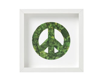 Moss 'Peace' Frame - 9x9" or 12x12"                                    Handcrafted, Natural, and Preserved Moss Art