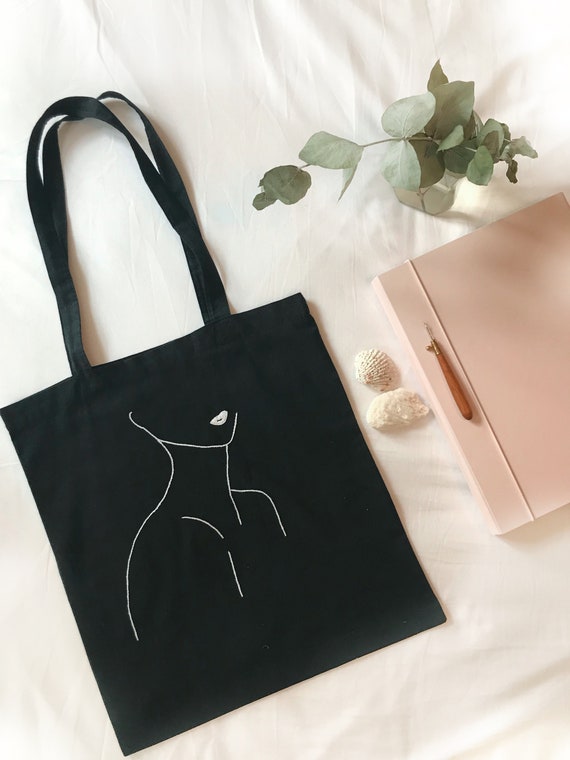 black embroidered bag