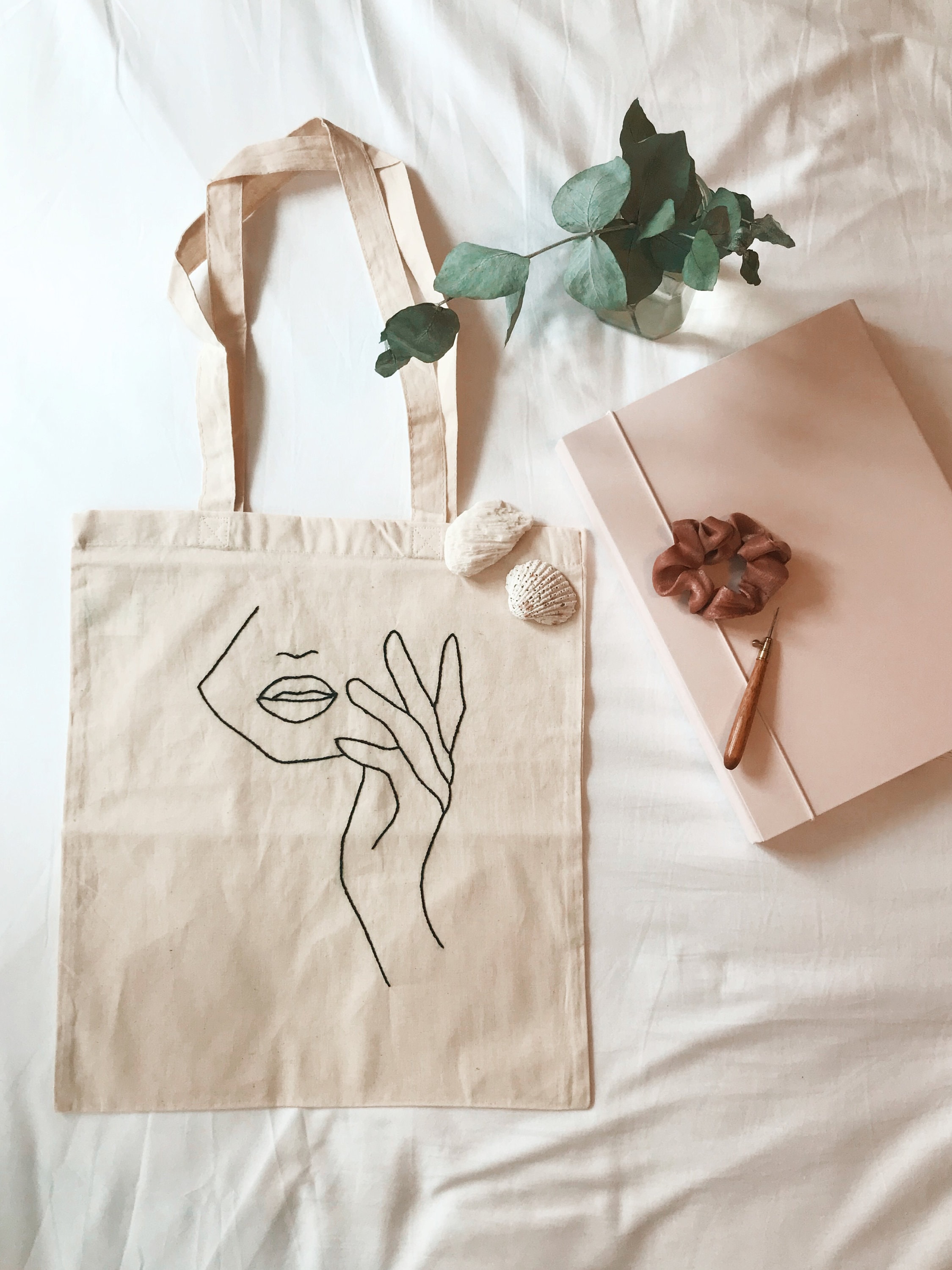 embroidered tote