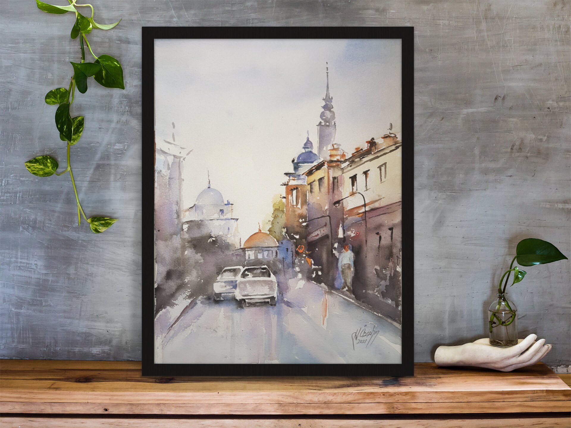 Watercolor Paintings City Landscape