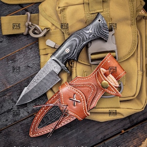Damascus Knife, Personalized gifts for him, Hunting Knife, Groomsmen gifts, Handmade knife, Gifts For Men, customized knife with sheath