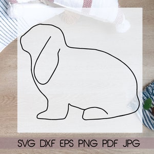 May include: Line art illustration of a rabbit with floppy ears. The rabbit is sitting with its head turned to the left. The image is in black and white.