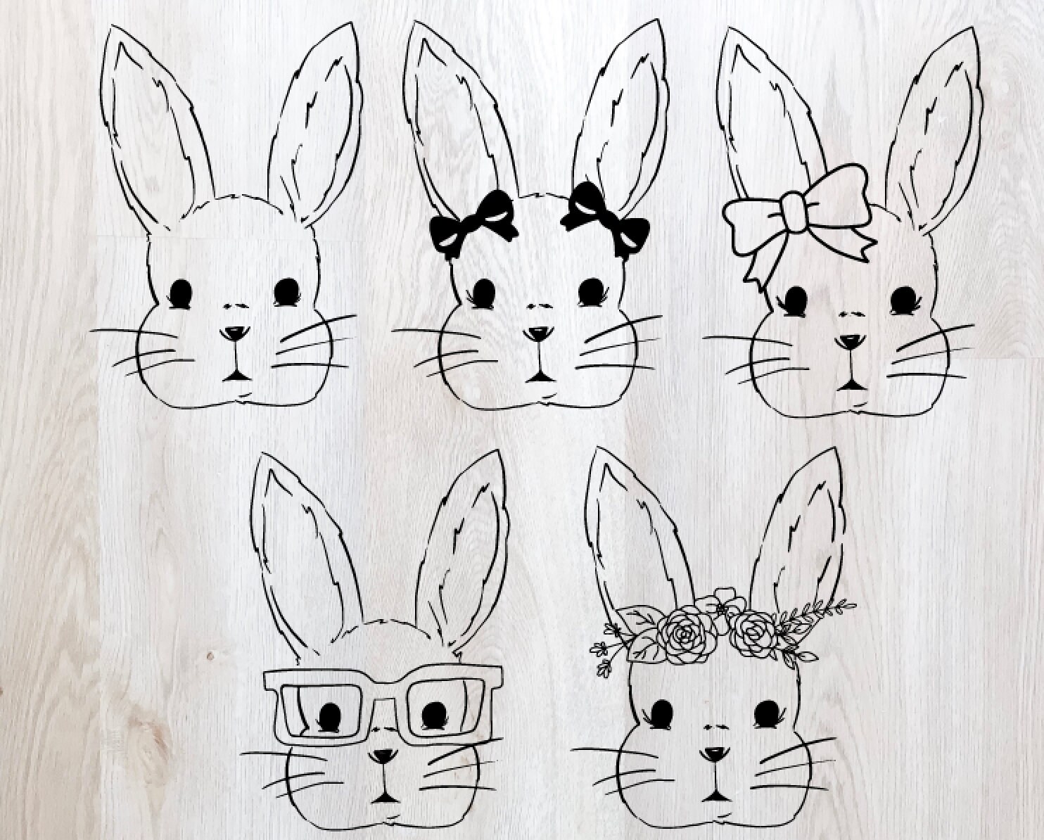 Easter Bunny Clipart, Hand Drawn SVG File, Rabbit With Glasses, Vector ...