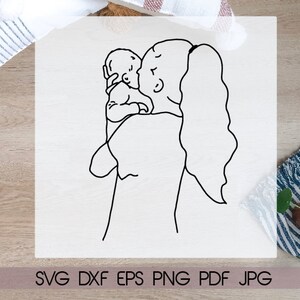 Mother Baby SVG file, My Baby, Hand Drawn, Line Art, Mommy and baby, Clipart, Pregnancy Vector