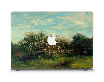 Custodia per MacBook con tema natura, pittura ad olio per MacBook Air 13 15 M2 M3 e MacBook Pro 13 14 16 pollici. Arte vintage estetica con alberi. Custodia per MacBook con tema giardino.