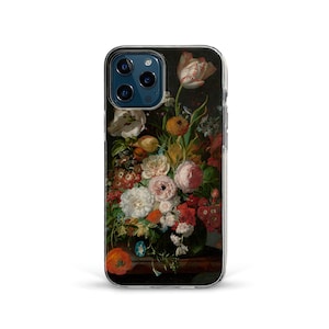 Flowers iPhone case Art iPhone 14 Pro iPhone 13 iPhone 12 11 Galaxy s23 s22 Aesthetic vintage floral painting Pink roses Tulips Plants case