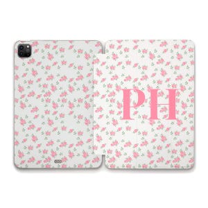 Initials iPad case Floral iPad 10th 9th iPad Air 11 Pro 12.9 Mini 6 iPad 10.2 10.9 Aesthetic custom monogram Personalized coquette iPad case