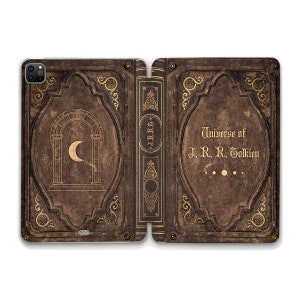Book iPad case for Men iPad 10th gen iPad Air 5 Air 4 Pro 12.9 11 Mini 6 10.2 10.9 Aesthetic Vintage Book style Tolkien's universe iPad case