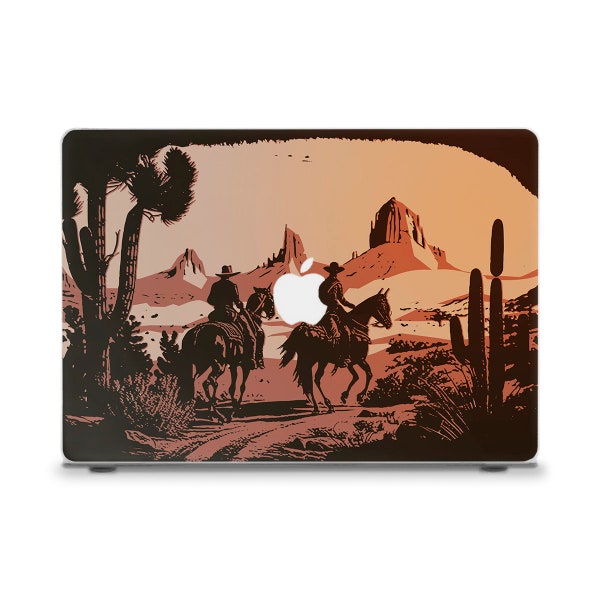 Western MacBook case Retro MacBook Air 13 15 M2 MacBook Pro 13 M1 14 Pro 16 inch Nature landscape for men Cowboys Horses MacBook case