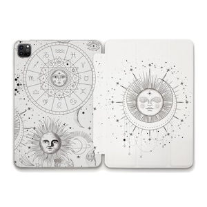 Aesthetic iPad case Moon iPad 10.2 10.9 10th Air 5 Pro 12.9 11 Mini 6 Vintage Style Design with Stars Sun Zodiac Trendy Celestial iPad case